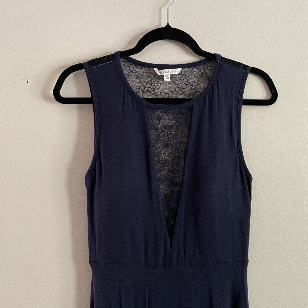 Victoria’s Secret Wmn M Navy Blue Sleeveless Lacy Top Padded Fit & Flare Dress - Picture 3 of 10
